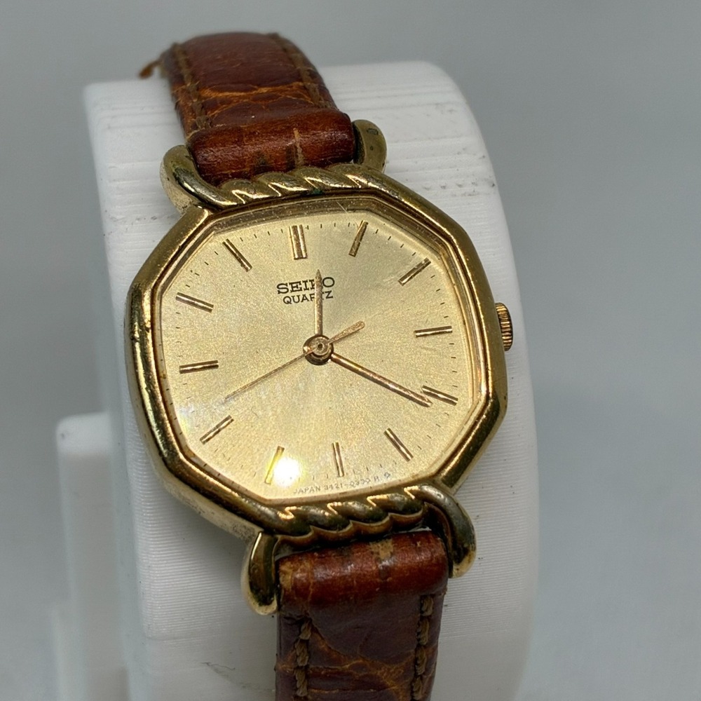 Vintage SEIKO 3421-5140 Ladies Gold Tone Octagon Watch - New Battery! - Picture 3 of 17